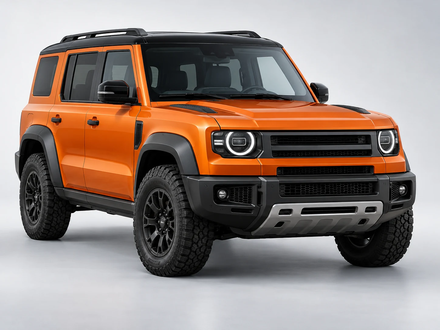 4x4 orange en vue trois quarts