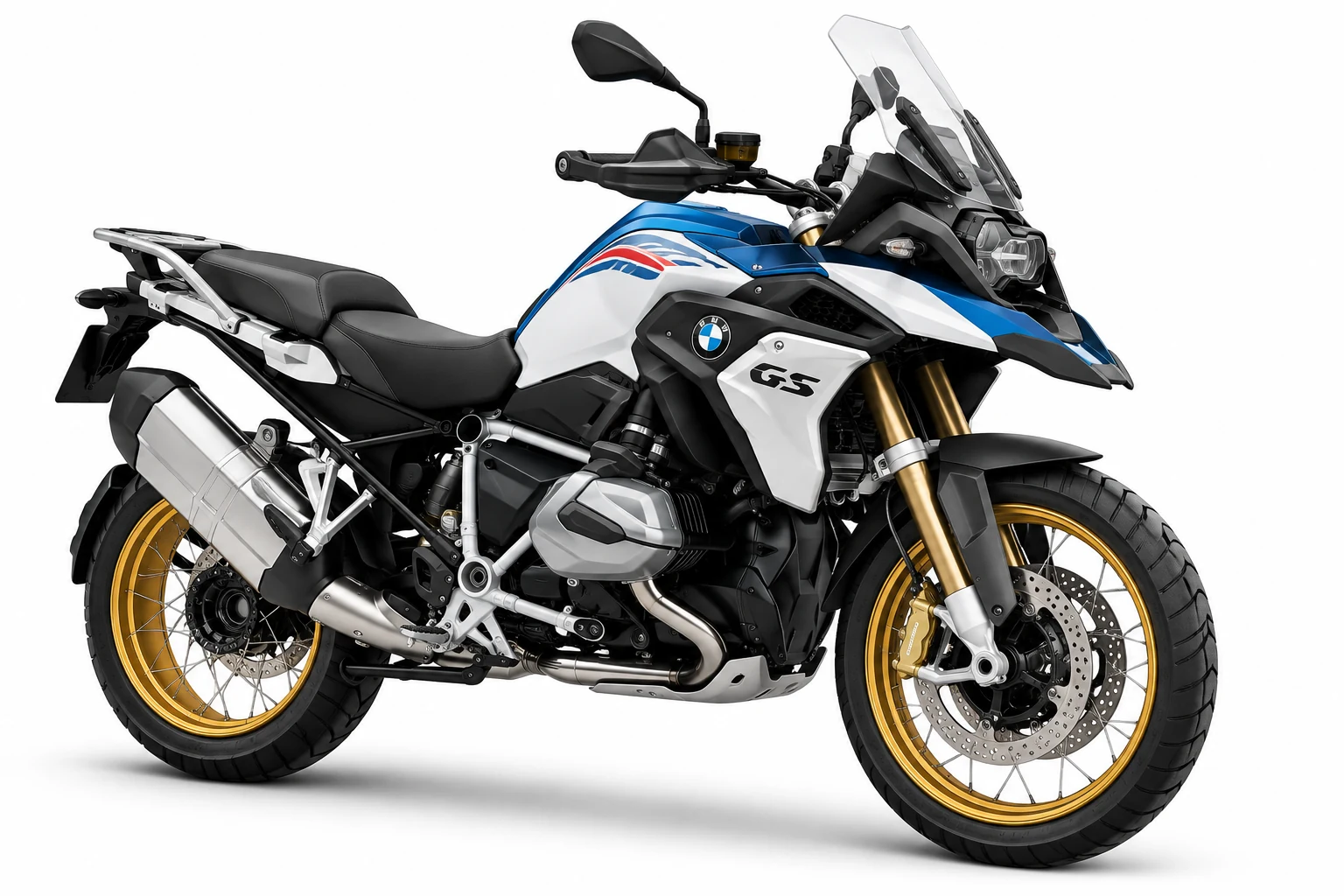 Moto BMW GS orientée vers la droite